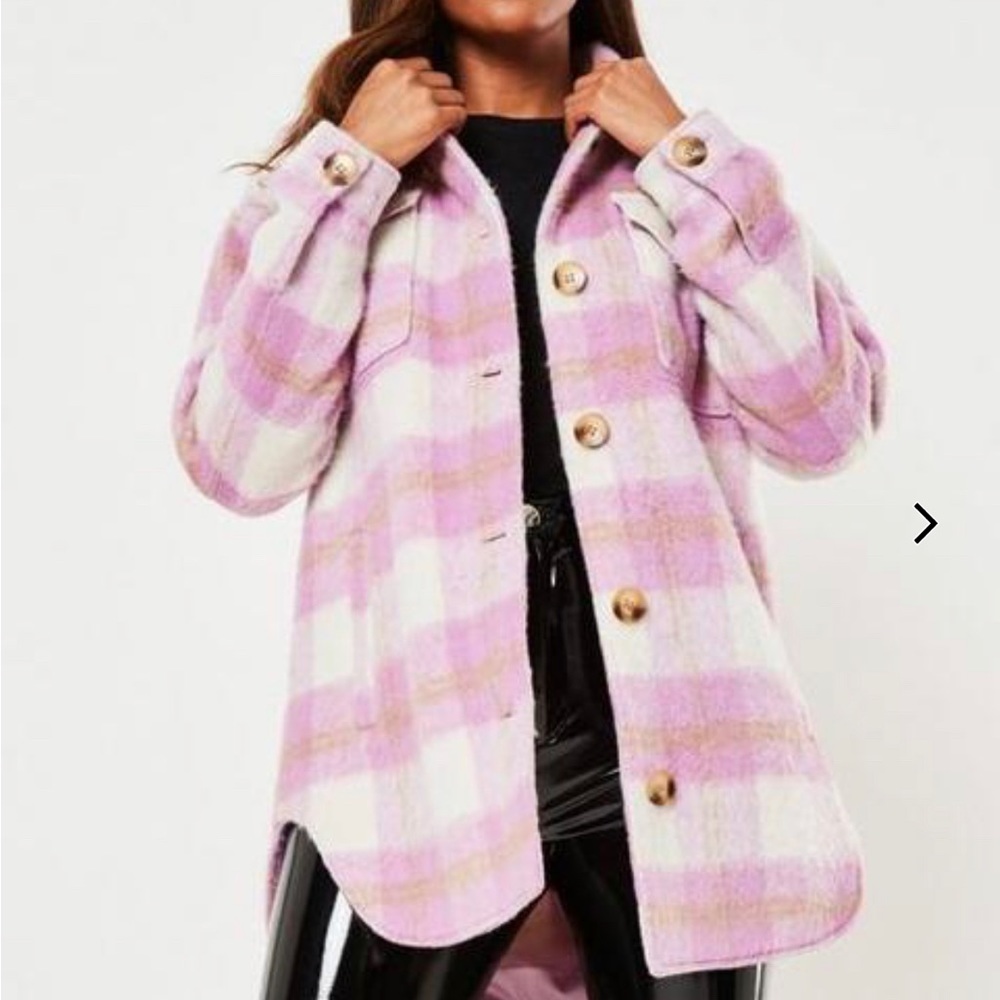 MISSGUIDED Lilac Plaid Shacket Plus NWT Size US 22 = 2XL